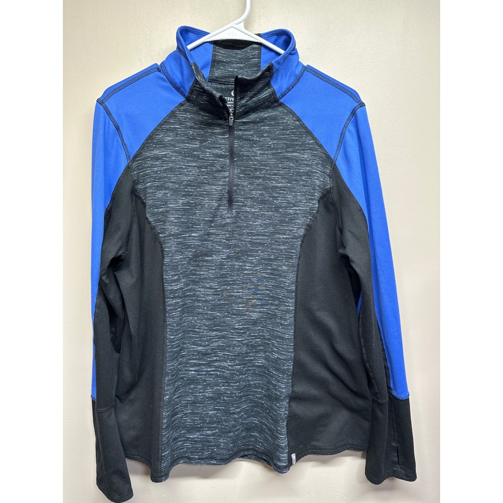 ACTIVE LIFE by REFLEX Women's Blue Black Heathered 1/4 Zip Pullover Top XXL‎